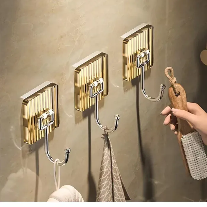 Bathroom Wall Mounted Light Luxury Hook Coat Towel Hanger No Drilling Rack Strong Self Adhesive Holder Accessori Home Storage - Image 1