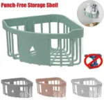 Kitchen Free Hole Shelf Bathroom Bathtub Wall Mounted Storage Rack Organizer Accessories Shower Corner - Image 2