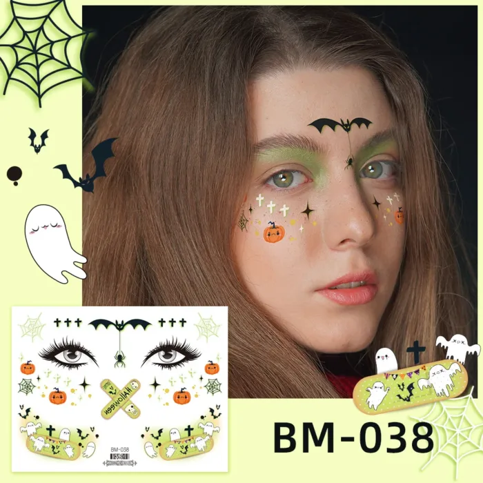 Size:15.8x12cm New Children's Halloween Tattoos Facial Gathering Waterproof Cartoon Temporary Tattoos Sticker - Image 12