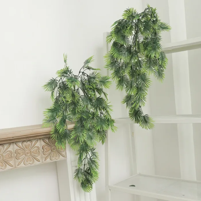 Palm Artificial Plants Plastic Vine Hanging Wall Fern Turtle Leaf Ivy Green Decoration for Wedding Home Party Living Room Store - Image 4