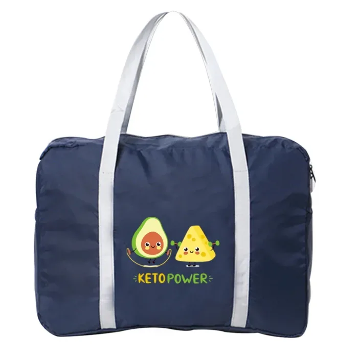 Boston Bags Travel Luggage Bag Foldable Travel Bags Nylon Pack WaterProof Storage Clothes Pack Organizer Avocado Printing Series - Image 3