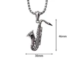 Stainless Steel Saxophone Musical Instrument Pendant Necklace For Men Fashion Personality Punk Hip Hop Rock Jewelry - Image 3