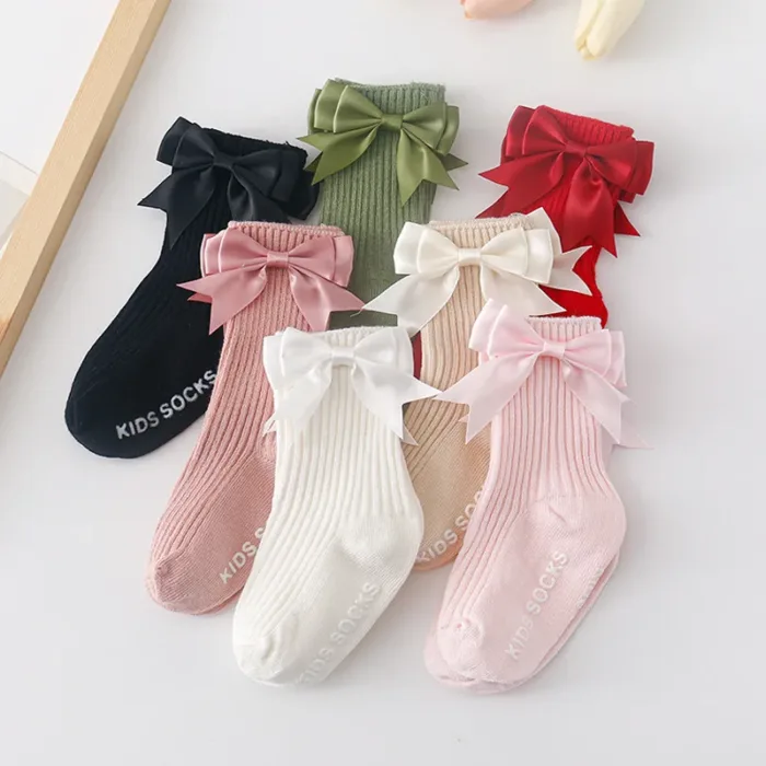Toddler Socks Baby Accessories Girl Cute Bow Non-slip Floor Socks Children Kids Mid-tube Cotton Socks Infant Newborn Boy Clothes - Image 3