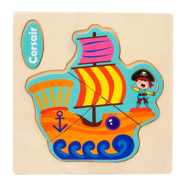 Montessori Wooden 3D Jigsaw Puzzle Cartoon Animals Children Learning Cognition Intelligence Puzzle Game Educational Toy for Kids - Image 9