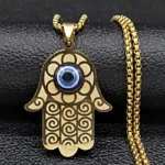 Islam Hamsa Evil Blue Eye Necklace Stainless Steel Turkish Eye Chain Bracelet Greek Jewelry ojo turco acero inoxidable N1137S02 - Image 12