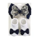 3Pcs/Set Leg Ruffled Cotton Socks Baby Girls  Kids Clothing with Lacework Toddlers Cotton Hair Ribbon Bows Sock Elastic Hairband - Image 10