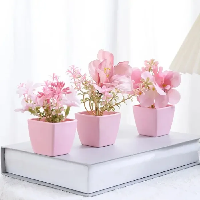 2024 Artificial Flower Potted Plant, Used Year-Round For Home, Bedroom, Study, Office Desktop Shelf Decoration - Image 1