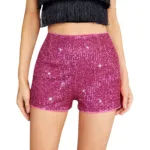 Womens Sparkly Sequin Shorts High Waist Sparkle Straight Leg Shorts Glitter Hot Booty Stretch Shorts Disco Rave Clubwear - Image 11