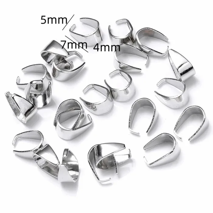 New 50Pcs/Lot Silver Color Pendant Pinch Bail Clasps Necklace Hooks Clips Connector For DIY Jewelry Making Findings - Image 4