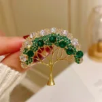 Elegant Tree of Life Brooch For Women Men Exquisite Green Crystal Zircon Tree Badges Brooches Shining Boutique Plant Decoration - Image 2