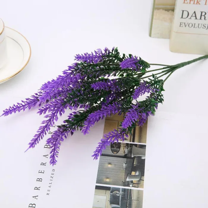 40cm Purple Provence Lavender Artificial Flowers Plastic Fake Plants Bridal Bouquet Indoor Outdoor Wedding Home Garden Decor - Image 4
