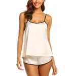 New European and American home pajamas two-piece set, sexy satin comfortable suspenders, pure desire sexy pajamas - Image 3