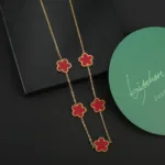 Stainless Steel Colorfast Simple Plant Five-leaf Flower Bracelet Necklace Earrings Three-piece Jewelry Ladies Four-leaf Clover - Image 14