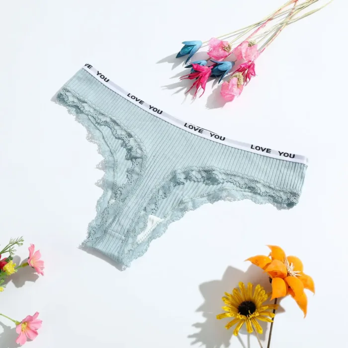 Thong Cotton Sexy Ladies Panties Women's Underwear Low Waist Solid Color Shorts Black Invisible Lace T-st - Image 9