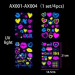 Luminous Temporary Tattoos Stickers Fluorescent Neon In Dark Illuminate Tattoo Elephant/Love Heart Shoulder Tattoo Party Sticker - Image 20
