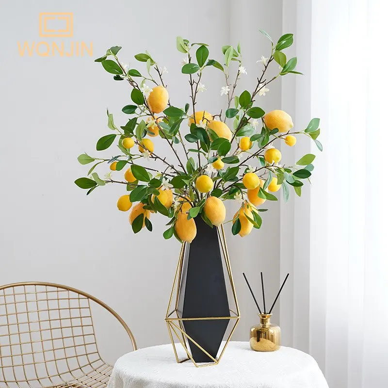 S3924ba331d004a4ab7f94ed53fb7f1ffM.webp Lemon Branches With Fruit Simulation Green Plants Fresh Home Decoration Photo Props Plastic Fruit Flower Arrangement Fake Flower - Image 1