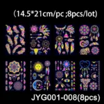 Luminous Temporary Tattoos Stickers Fluorescent Neon In Dark Illuminate Tattoo Elephant/Love Heart Shoulder Tattoo Party Sticker - Image 3