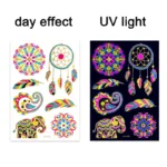 Luminous Temporary Tattoos Stickers Fluorescent Neon In Dark Illuminate Tattoo Elephant/Love Heart Shoulder Tattoo Party Sticker - Image 27