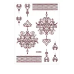 Red Lace Henna Tattoo Sexy Maroon Tattoo Stickers Waterproof India Mehndi Design Temporary Tattoos Finger Hand Tattoo for Women - Image 12