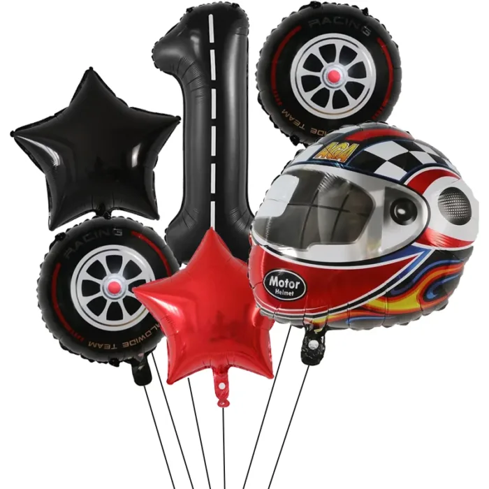 6PCS Motor Helmet Balloon Wheel Tire Racing Balloons Birthday Decor Boys Race car Dirt Bike Motorcross Hot Wheel Party Supplies - Image 4