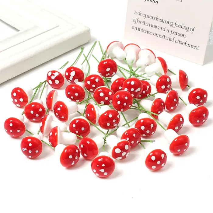 30/50pcs/Lot Mini Plastic Mushroom Artificial Flowers For Home Decor Christmas Ornaments New Year 2023 Cake Gifts Box Decoration - Image 8