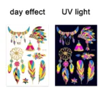 Luminous Temporary Tattoos Stickers Fluorescent Neon In Dark Illuminate Tattoo Elephant/Love Heart Shoulder Tattoo Party Sticker - Image 28