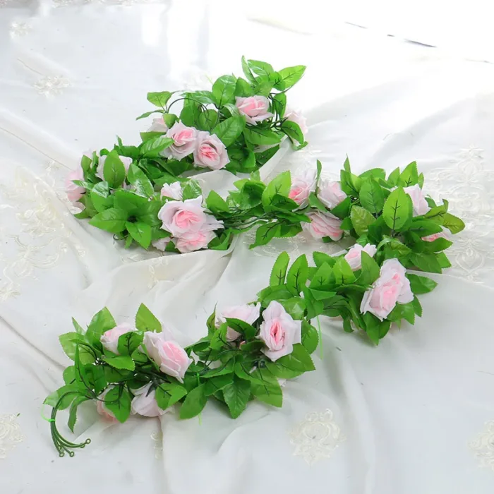 220cm 9-Head Simulated Rose Vine Bright Colors And Vivid Hues Room Decoration Red Yellow White Purple Champagne Rose Rattan - Image 7