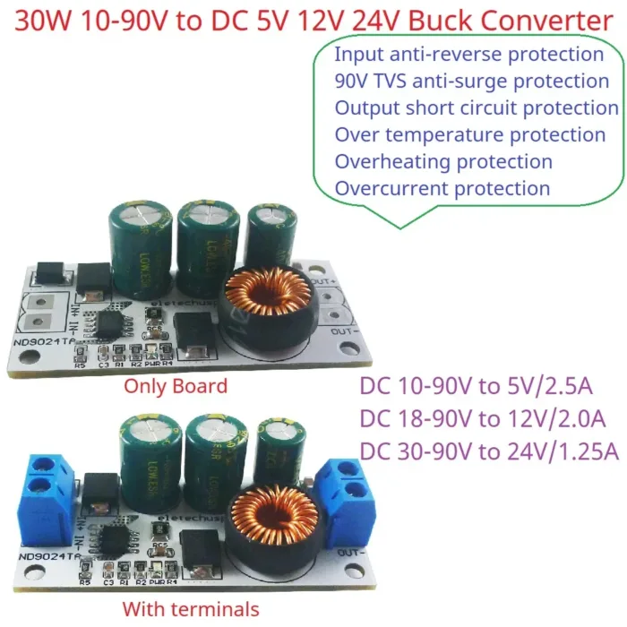 30W Ultra-wide Voltage Regulator Module 10-90V to 5V 12V 24V Buck DC-DC Converter for UPS EBike Electric Car New Energy Vehicles - Image 2