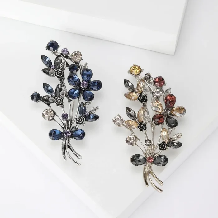 Rhinestone Flower Bouquet Brooches for Women Casual Office Party Coat Bag Decoration Accessories Pins Gifts - Image 2