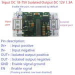 Electric Bicycle Isolated Regulated Power Module DC 36V 48V 60V to 12V 1.3A Step-Down DC-DC Converter Isolation Protection Board - Image 2