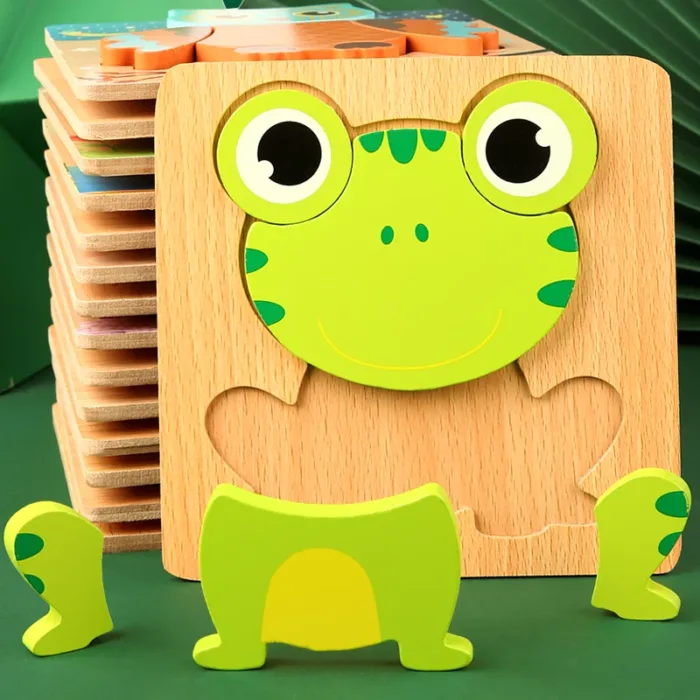 High Quality 3D Wooden Puzzles Educational Cartoon Animals Early Learning Cognition Intelligence Puzzle Game For Children Toys - Image 5