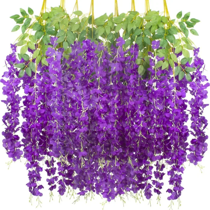 110cm Artificial Flowers Wisteria Vine Wholesale Trailing Fake Flower String For Home Wedding Party Decor Silk Wisteria Garland - Image 5