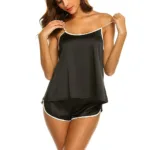 New European and American home pajamas two-piece set, sexy satin comfortable suspenders, pure desire sexy pajamas - Image 2