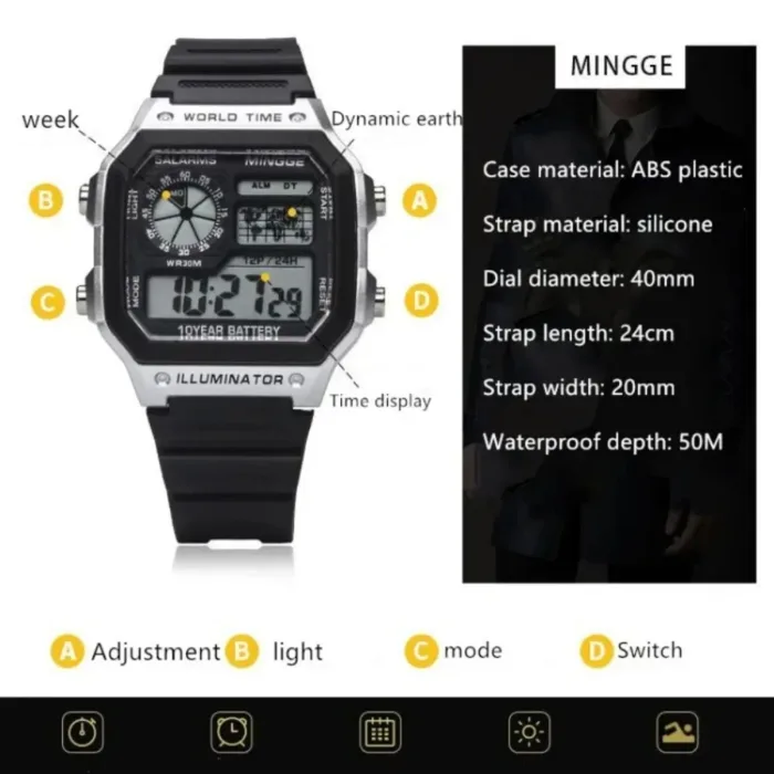 Students Sports Watches for Men Electronic Watch Digital Display Retro Style Clock Men Male Reloj Hombre Watch Relogio Masculino - Image 6