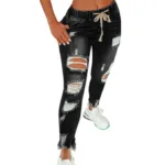 Womens Stretch Skinny Ripped Hole Washed Denim mom Jeans Female Slim Jeggings High Waist Pencil Pants Trousers - Image 9