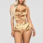 Women Sexy Nightwear Oil Shiny Lingerie Set Super Soft Sleepwear Sleeveless Short Underwear Casual Crop Tops Breath Pajamas Set - Image 8