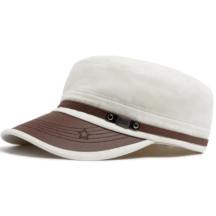 Flat Hat Women Fashion PU Leather Brim Men Baseball Cap Soft Cotton Cloth Casual Visor Trucker Hat Autumn Summer Adjustable - Image 8