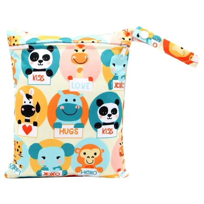 20*25cm Baby Diaper Bag Cartoon Print Wet Dry Nappy Zipper Handbag Stroller Carry Pack Travel Outdoor Wet Diaper Storage Bags - Image 13