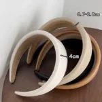 High Quality Women PU Leather Thick Sponge Wide Hairbands Wide Sponge Padded Simple Hair Hoop Band Bezel Hair Accessories - Image 4