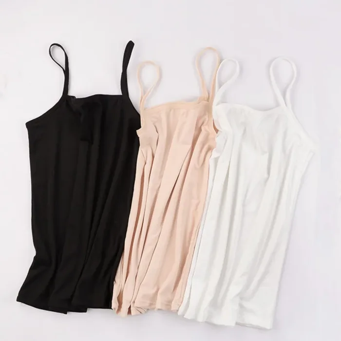 2024 New Women's Plain Sleeveless Top Ladies Stretch Strappy Camisole Vest Bottoming Shirts Nude Black White Lady Tank Top Vests - Image 1