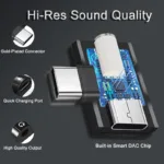 USB Type C to 3.5mm Headphone and Charger Adapter 30W Fast Charging Splitter With Aux Audio Jack For Samsung Galaxy S24 23 Ultra - Image 4