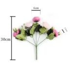30cm Rose White Peony Artificial Flowers Bouquet 5 Big Head and 4 Bud Cheap Fake Flowers for Home Wedding Decoration Indoor - Image 6