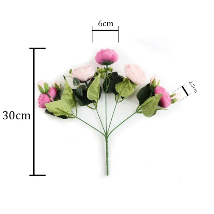 30cm Rose White Peony Artificial Flowers Bouquet 5 Big Head and 4 Bud Cheap Fake Flowers for Home Wedding Decoration Indoor - Image 6