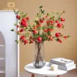 1PC Simulation 5 Heads Pomegranate Fruit,Home Living Room Decoration, New Year's Red Bonsai Decoration Artificial Flowers - Image 3