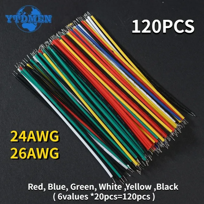 120PCS 6 Color Tin-Plated Breadboard PCB Solder Cable 24AWG / 26AWG Jumper Wire DIY Kit High-Quality Electronic Wires - Image 1