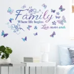Purple English Family Slogan Wall Sticker Living Room Entrance Background Decor Wallpaper For Home Decoration Beautify Decals - Image 4