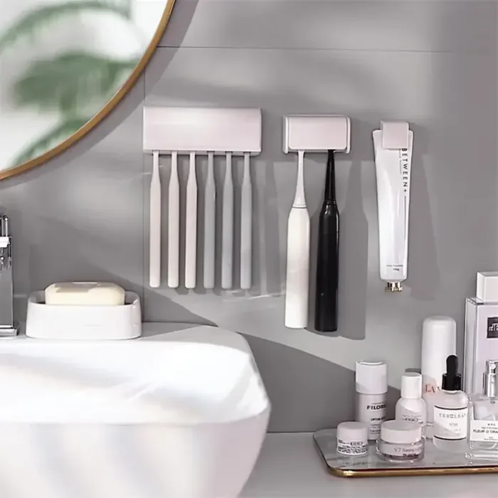 1pc Punch-free Wall-mounted Toothbrush Holder Toothpaste Holder Toothpaste Storage Rack Bath Organizer Bathroom Accessories - Image 5