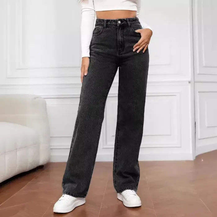 Retro Straight Jeans Women Fashion Washed Denim Pants High Waisted Cowboy Trousers Mom Baggy Jean 2024 Autumn Clothes Pantalones - Image 2