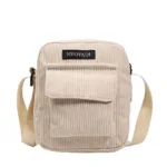 Women Corduroy Shoulder Bags Striped Cloth Fabric Handbags Casual Zip Tote Canvas Crossbody Bag Cute Shopping Bag for Ladies - Image 6