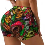 Women's Yoga Shorts Skulls And Pink Flowers Scrunch Booty Butt Lifting Comfort Fitness Gym - Image 11